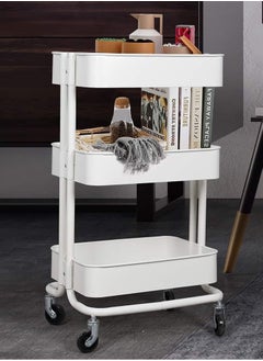 alimforyou 3-Tier Mobile Storage Cart with Swivel Wheels and Metal Mesh Base  - Image 1
