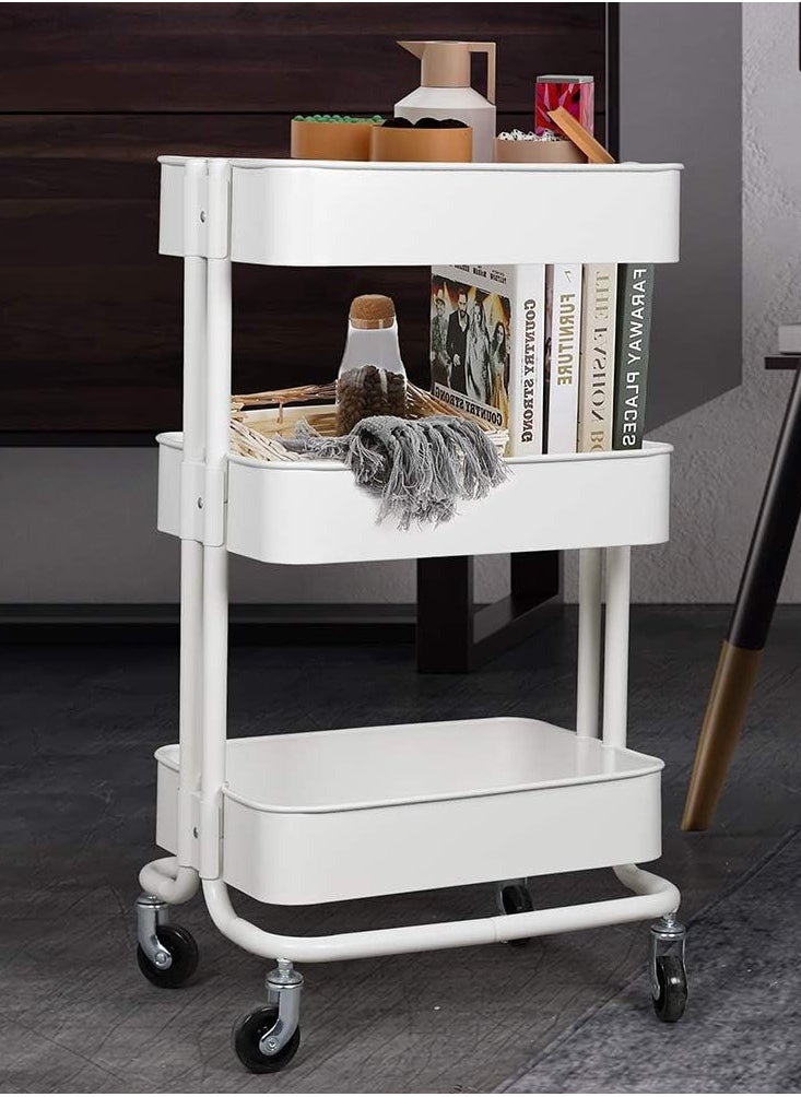 alimforyou - 3-Tier Mobile Storage Cart with Swivel Wheels and Metal Mesh Base - Image 1