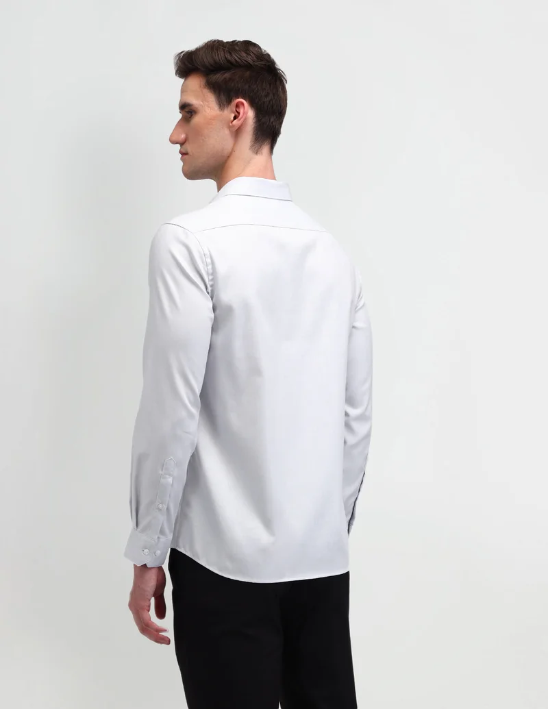 Arrow Light Grey Solid Manhattan Slim Fit Shirt for Men | Best Price UAE