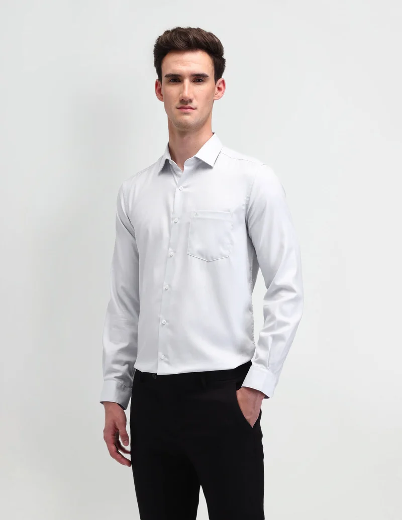 Arrow Light Grey Solid Manhattan Slim Fit Shirt for Men | Best Price UAE