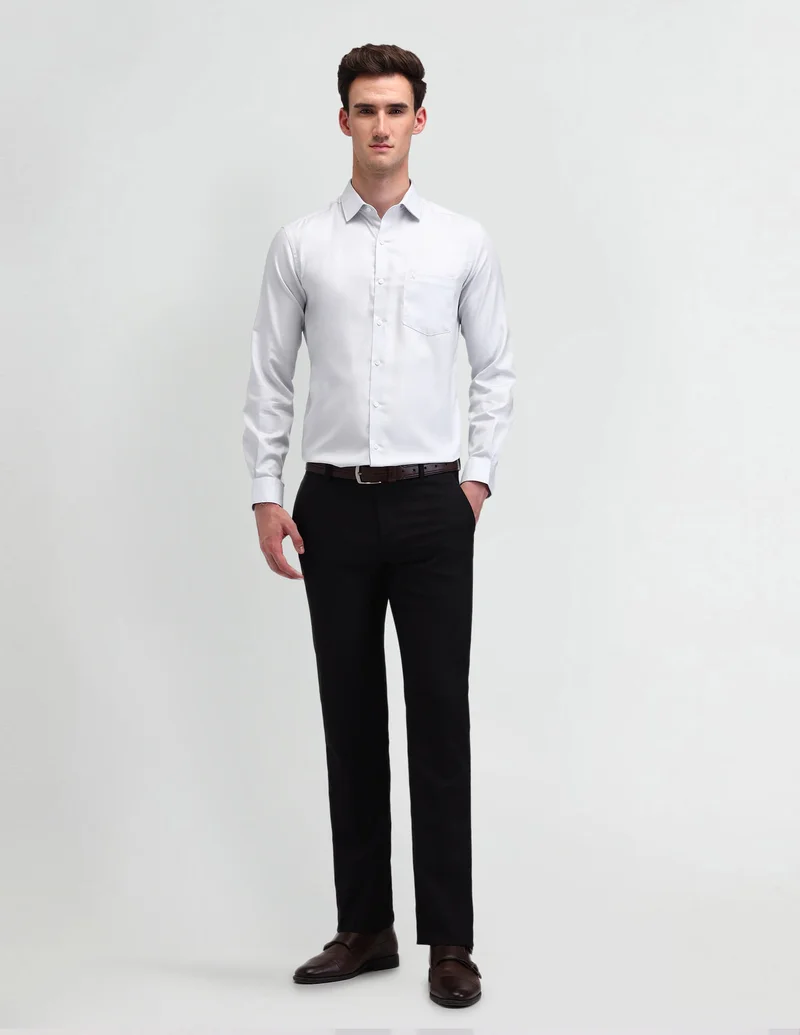 Arrow Light Grey Solid Manhattan Slim Fit Shirt for Men | Best Price UAE