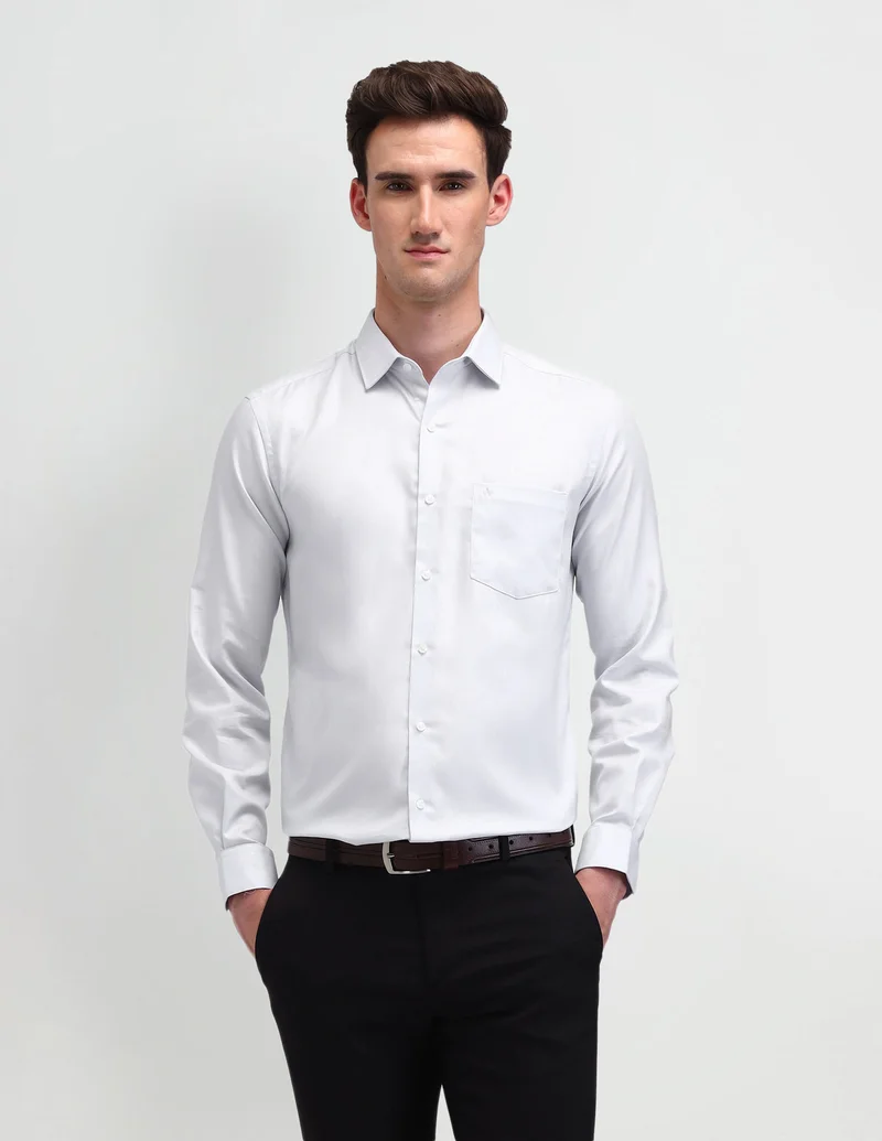 Arrow Light Grey Solid Manhattan Slim Fit Shirt for Men | Best Price UAE