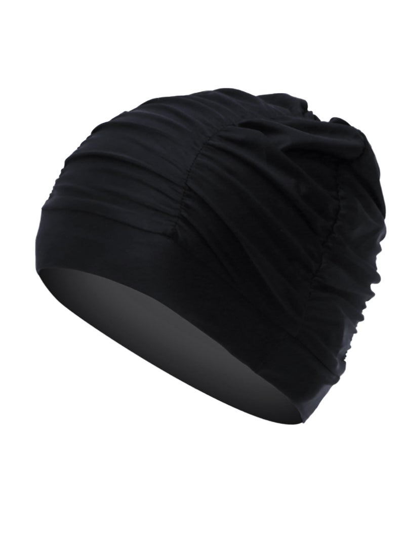 Pleated Swimming Cap for Long Hair,Non-Waterproof Bathing Cap - Image 1