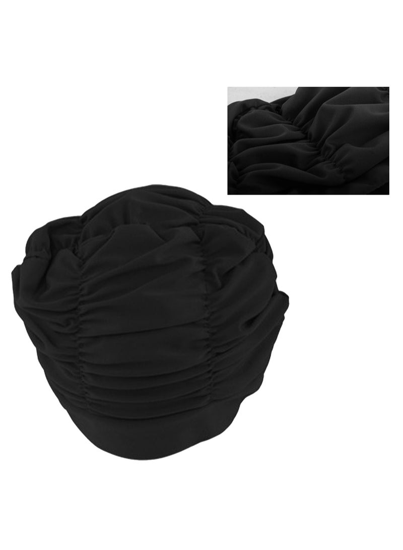 Pleated Swimming Cap for Long Hair,Non-Waterproof Bathing Cap - Image 4
