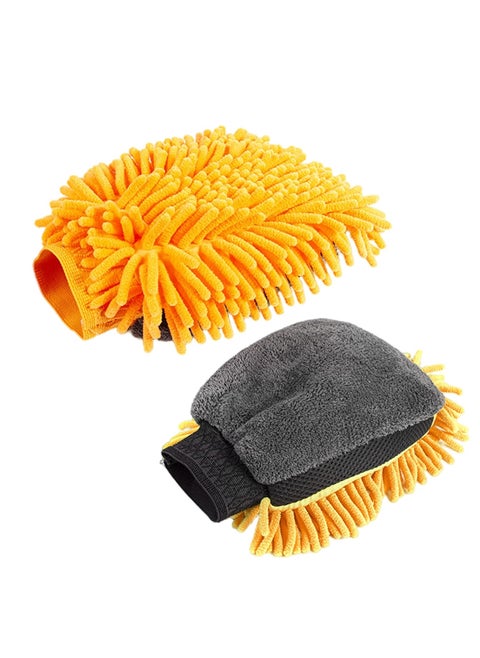 2 Pcs Car Wash Mitt Glove, Super Absorbent Wash Mitt for Car Washing, Microfiber Wash Mitt for Car Washing Household Cleaning,Orange