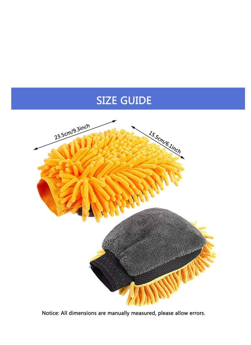 2 Pcs Car Wash Mitt Glove, Super Absorbent Wash Mitt for Car Washing, Microfiber Wash Mitt for Car Washing Household Cleaning,Orange