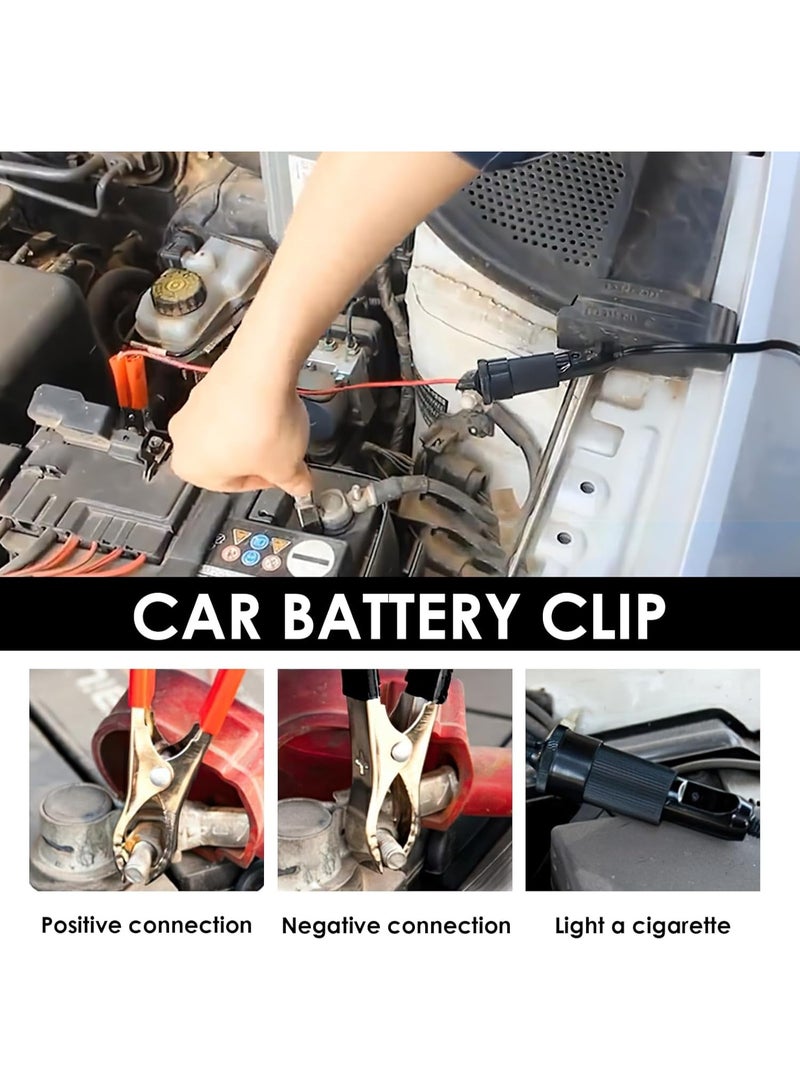 12V/24V Female Car Cigarette Lighter Socket to Battery Alligator Clips - Heavy Duty Battery Clamp-on Extension Cable - Professional Power Connector for Vehicles and Campers - Image 4