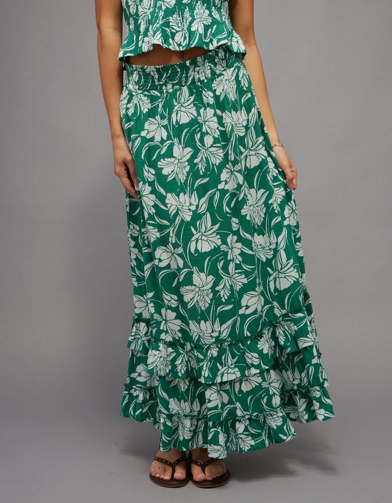 American Eagle AE Mid-Rise Tiered Ruffle Maxi Skirt - Image 1