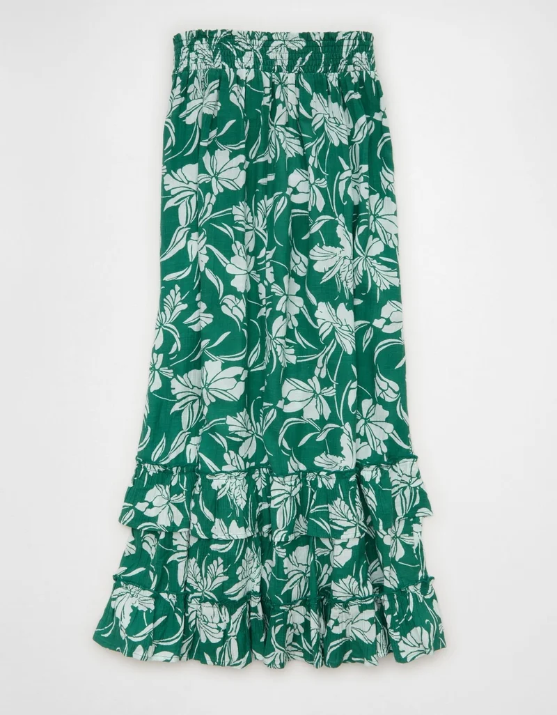 American Eagle  AE Mid-Rise Tiered Ruffle Maxi Skirt for Women | Best Price UAE