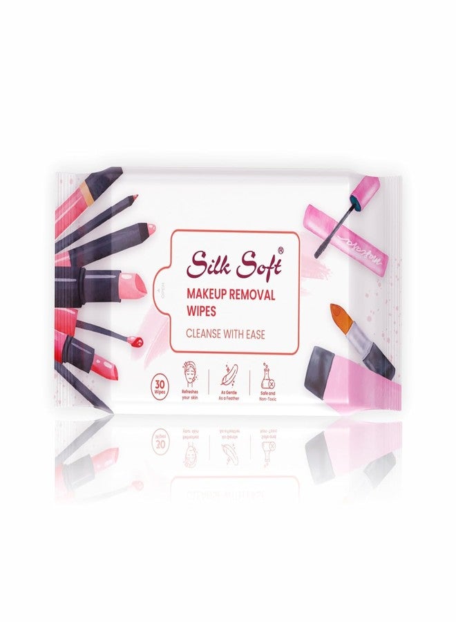 Silk Soft Makeup Remover Wipes, Ultra-Soft Thick Fabric, Waterproof Makeup Removal, Alcohol & Paraben-Free, Moisturizing, 30 Count (PACK OF 2) - Image 2