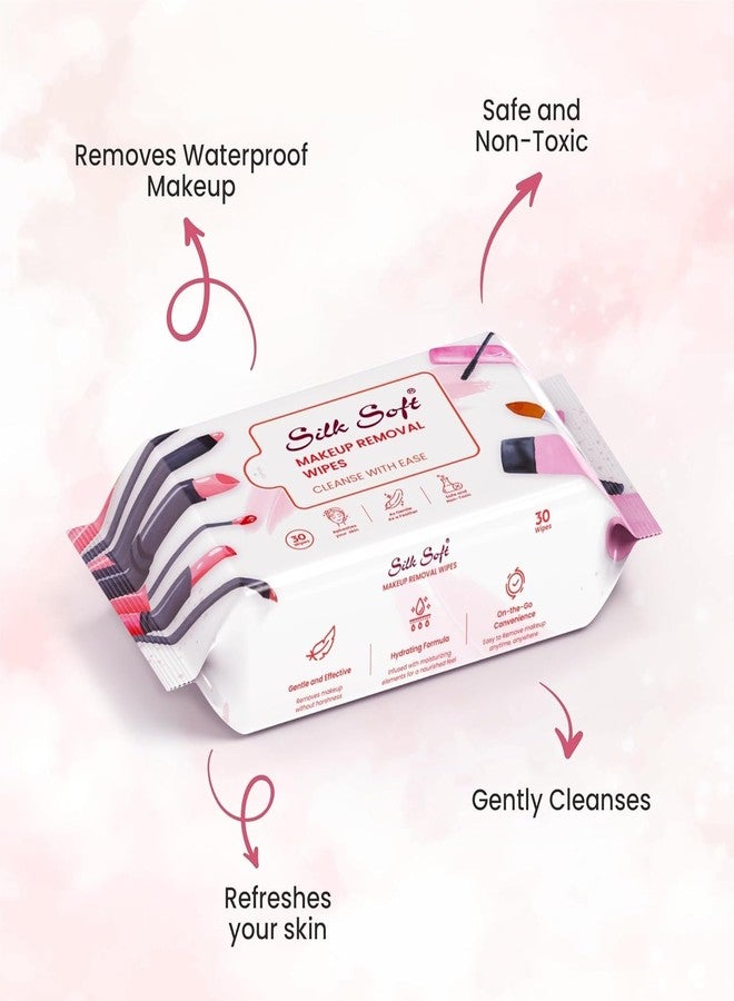 Silk Soft Makeup Remover Wipes, Ultra-Soft Thick Fabric, Waterproof Makeup Removal, Alcohol & Paraben-Free, Moisturizing, 30 Count (PACK OF 2) - Image 5