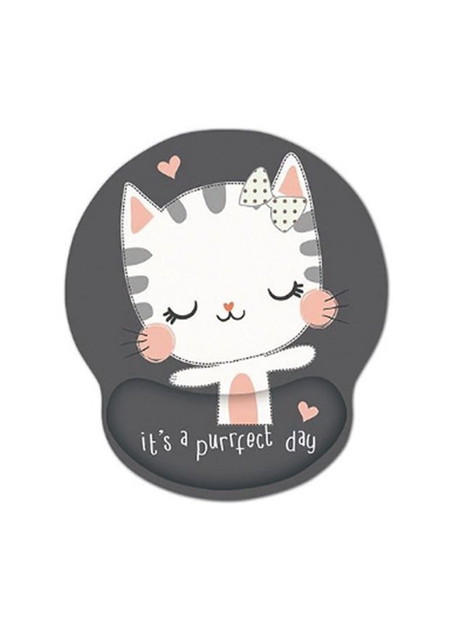 Ergonomic Mouse Pad with Wrist Support, Non-Slip Rubber Base Mousepad, for Home Office Gaming Working Computers Laptop, Easy Typing, Pain Relief, Memory Foam Rebound (Cute Cat) - Image 1