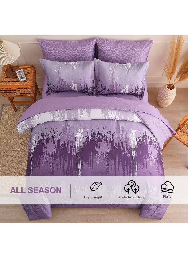 WONGS BEDDING WONGS BEDDING Comforter Set King  Ombre Purple 7 Pieces Bed in a Bag Colorful Abstract Art Gradient Comforter Soft Microfiber Bedding Set with Flat Sheet  Fitted Sheet  Pillow Shams  Pillowcases  - Image 4