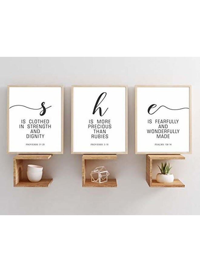 Eleville Unframed 8X10 Set of 3 Modern Fashion Woman Art Bible Verses Inspirational Quotes Saying Watercolor Art Print Inspirational Wall Art for Kids Room Nursery Decor wgn226 - Image 3
