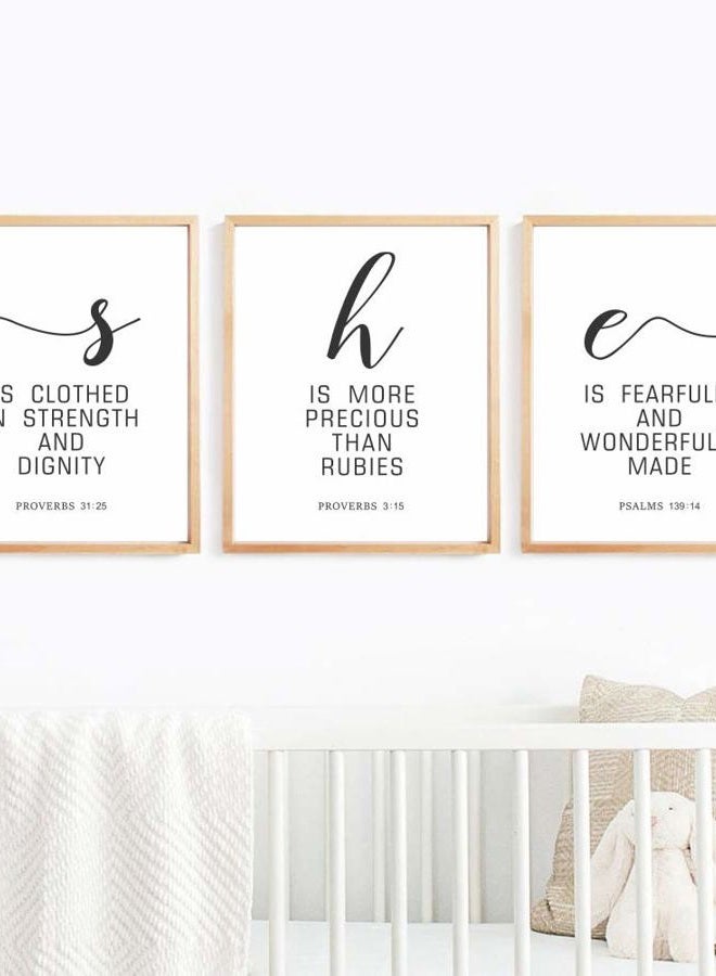 Eleville Unframed 8X10 Set of 3 Modern Fashion Woman Art Bible Verses Inspirational Quotes Saying Watercolor Art Print Inspirational Wall Art for Kids Room Nursery Decor wgn226 - Image 2