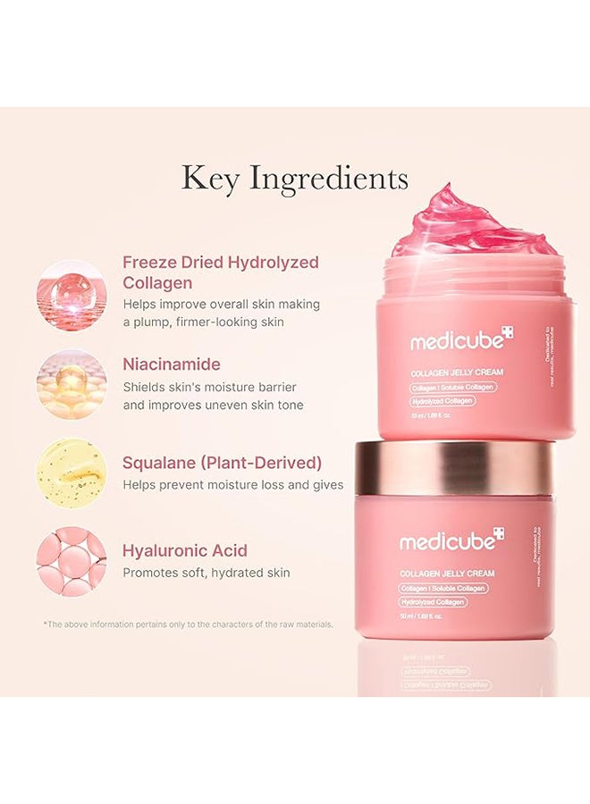 ميديكيوب كريم جيلي الكولاجين - ٥٠ مل، مع النياسيناميد والكولاجين المجفف بالتجميد، يُحسّن لون البشرة غير الموحد، ويعزز ترطيبها، ويمنحها إشراقة تدوم ٢٤ ساعة. خالٍ من الألوان الصناعية. منتج كوري للعناية بالبشرة (١٫٦٩ أونصة سائلة). - Image 2