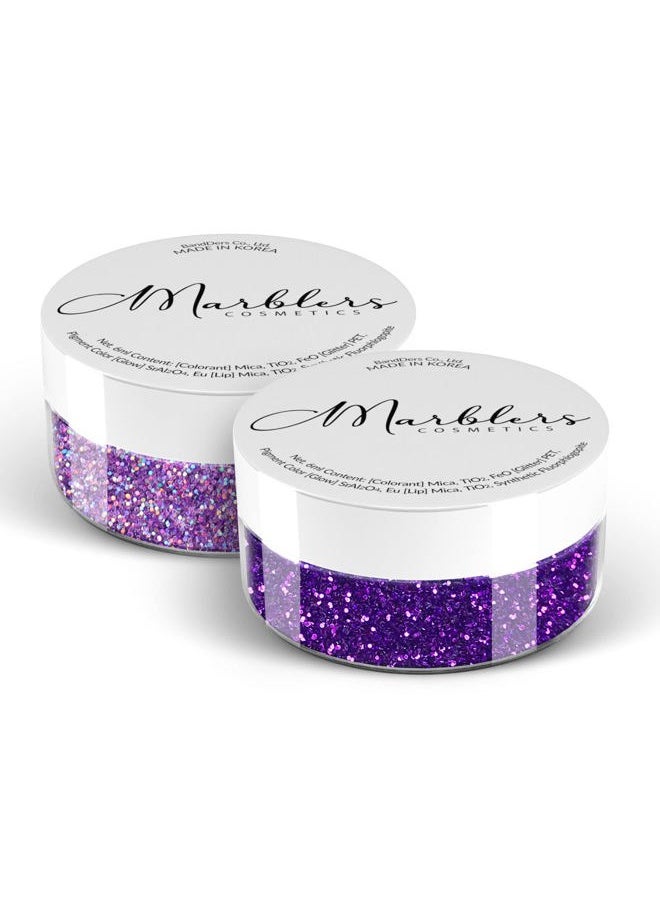MARBLERS Cosmetic Grade Fine Glitter Duo [Holo Purple & Amethyst] 0.36oz (10g) | Non-Toxic | Vegan | Cruelty-Free | Eyeshadow, Nail Polish, Nail Art | Festival, Rave & Party Makeup | Body & Face  - Image 1
