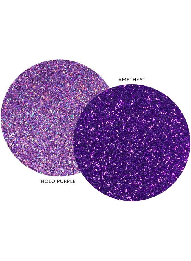 MARBLERS Cosmetic Grade Fine Glitter Duo [Holo Purple & Amethyst] 0.36oz (10g) | Non-Toxic | Vegan | Cruelty-Free | Eyeshadow, Nail Polish, Nail Art | Festival, Rave & Party Makeup | Body & Face  - Image 2