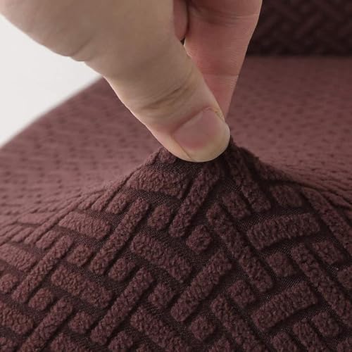 House of Quirk Elastic Jacquard Chair Cover Stretch Removable Washable Short Dining Chair Cover Protector Seat Slipcover (Pack of 6, Dark Brown) - Image 4