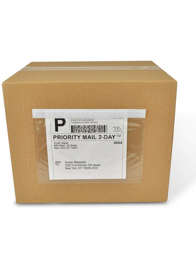 FungLam - 100 Pack 7.5" X 5.5" Clear Selfadhesive Top Loading Packing List/Shipping Label Envelopes Pouches - Image 1