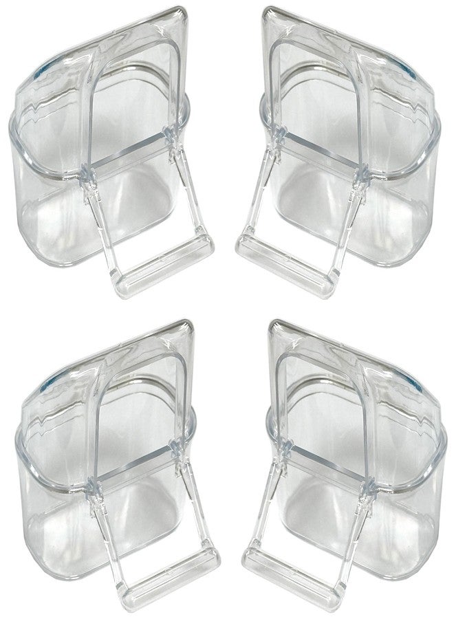 Mcage Lot of 4 Acrylic Clear Plastic Seed Food Water Feeder Hood Cups for Bird Parrot Cage with Spring Lock Feeder Doors - Image 1