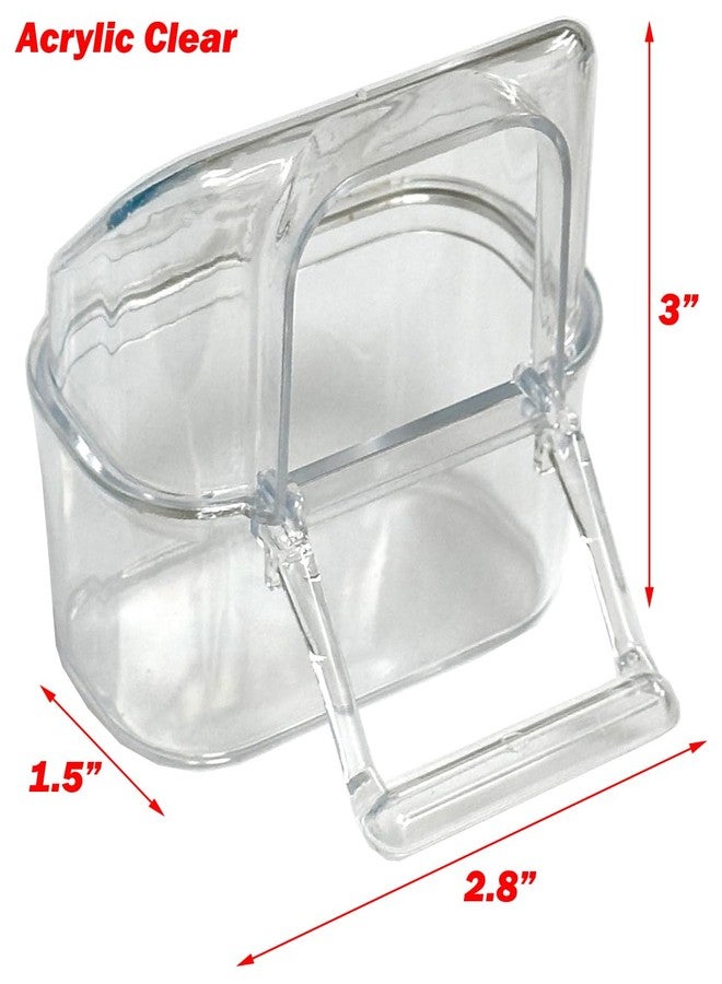 Mcage Lot of 4 Acrylic Clear Plastic Seed Food Water Feeder Hood Cups for Bird Parrot Cage with Spring Lock Feeder Doors - Image 2