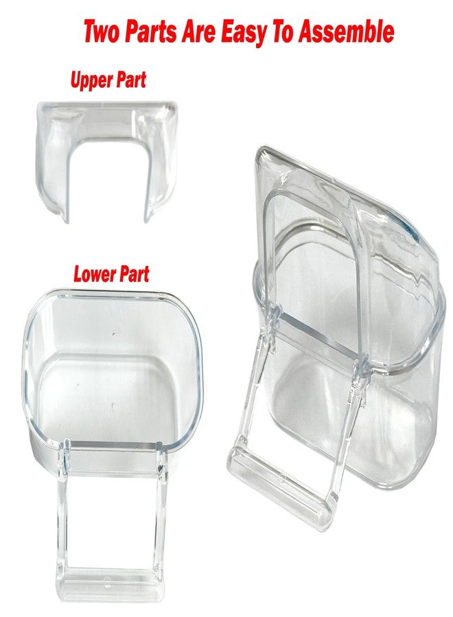 Mcage Lot of 4 Acrylic Clear Plastic Seed Food Water Feeder Hood Cups for Bird Parrot Cage with Spring Lock Feeder Doors - Image 3