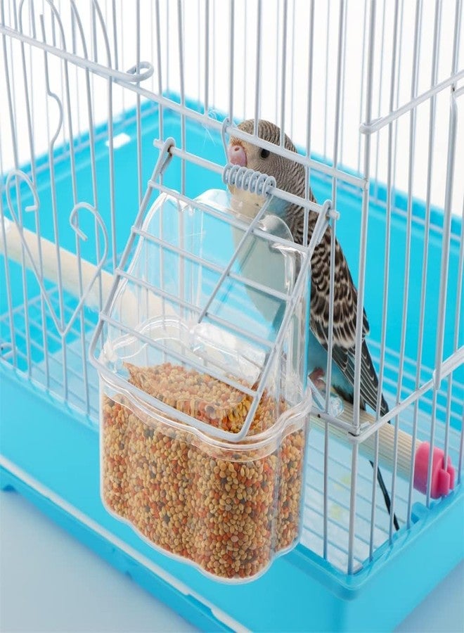Mcage Lot of 4 Acrylic Clear Plastic Seed Food Water Feeder Hood Cups for Bird Parrot Cage with Spring Lock Feeder Doors - Image 5
