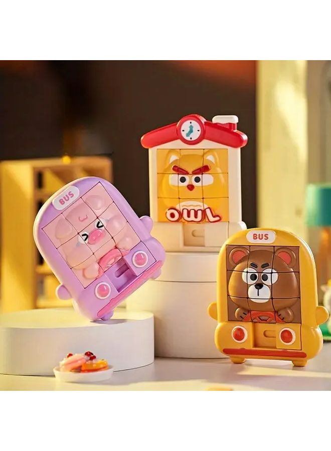 3D Sliding Cartoon Animal Puzzle Board Pink Educational Toy Kids Birthday Gift - Image 5