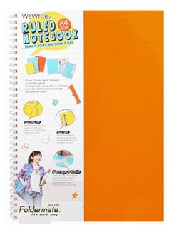 Foldermate A4 Size Spiral Lined Notebook Orange Cover 70 Sheets 