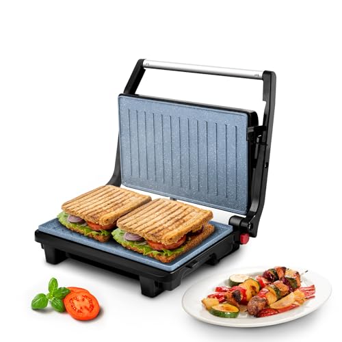 Wipro Elato BS206 1000 Watt Ceramic Grill Sandwich Maker, Scratch Resistant, 180° Open Sandwich Griller, Auto Cutoff, Non Toxic BPA, PTFE & PFOA Free, 2 Year Warranty, Regular Bread Size for 2 Slices - Image 1