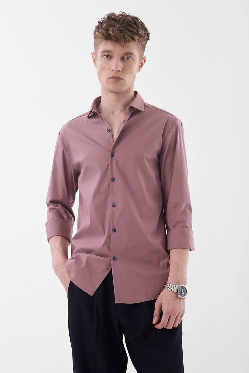 SNITCH Mauve Solid Long Sleeve Slim Fit Luxe Shirt