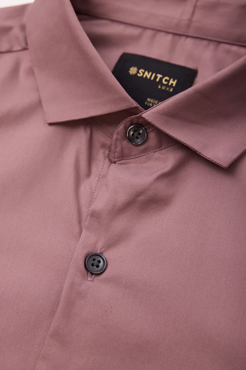 SNITCH Mauve Solid Long Sleeve Slim Fit Luxe Shirt