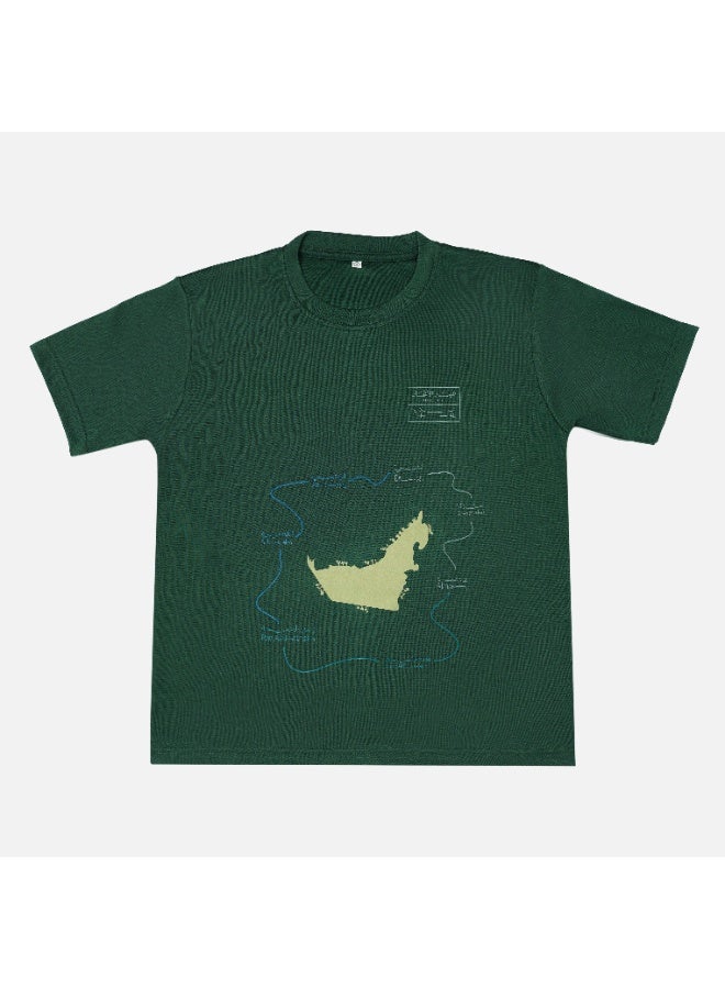 Eid Al Etihad United x Mansour-UAE Map- Olive- Tshirt - Image 1