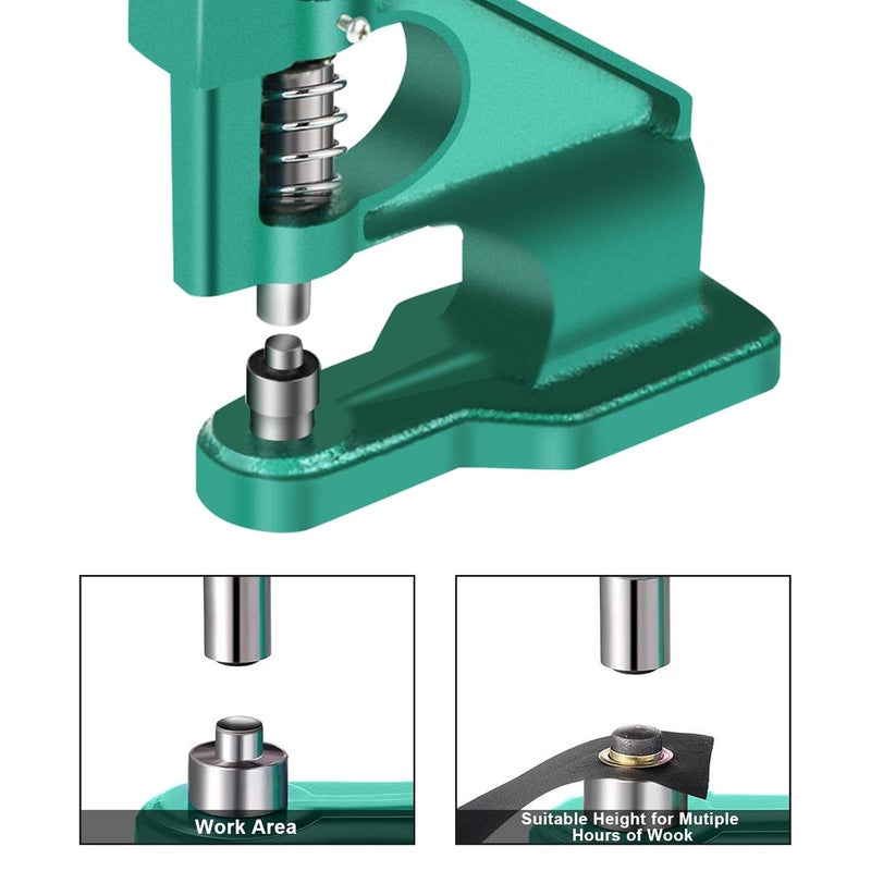 klarako Hand Press Grommet Machine, Heavy Duty Grommet Eyelet Rivet Press Machine Industrial Table Mount Hole Punch Tool Kit with 3 Dies and 1500 Grommets for DIY Craft - Image 4