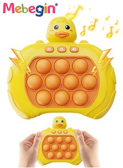 Quick Push Bubble Game with 4 Fun Game Modes, Duck Shape Push Pop Game, Mini-Handheld Fast Speed Push Game Console with Light and Sound, Fun Electronic Push It Pop Fidget Toys, Creative Antistress T
