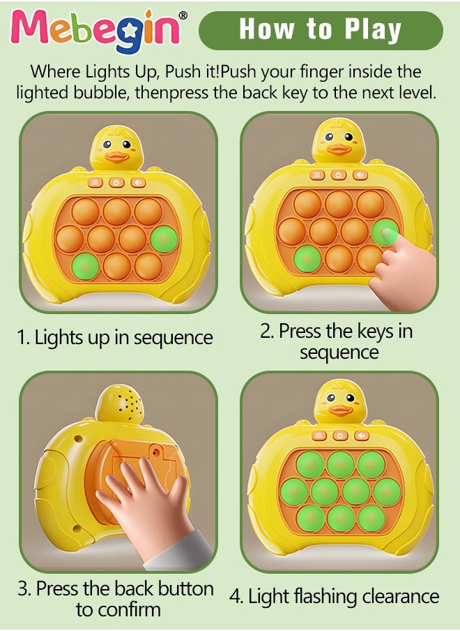 Generic - Quick Push Bubble Game with 4 Fun Game Modes, Duck Shape Push Pop Game, Mini-Handheld Fast Speed Push Game Console with Light and Sound, Fun Electronic Push It Pop Fidget Toys, Creative Antistress T - Image 1