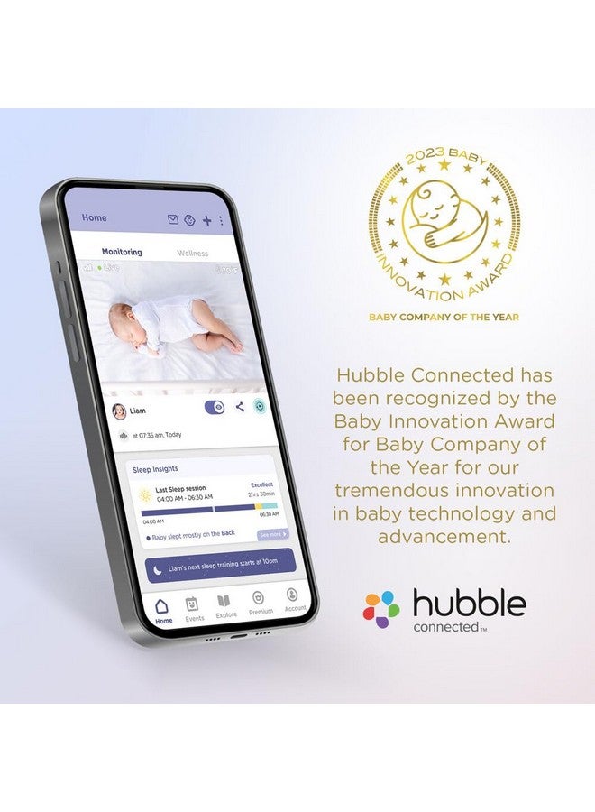 HUBBLE CONNECTED Nursery Pal Cloud Touch Smart WiFi Enabled Baby Monitor with 5 Inch HD Color Touchscreen Parent Unit, Plus Preloaded Soothing Sounds, Lullabies, and Stories, White - Image 4