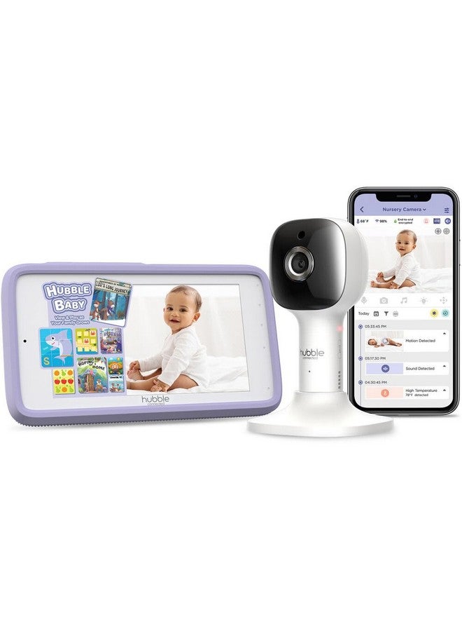 HUBBLE CONNECTED Nursery Pal Cloud Touch Smart WiFi Enabled Baby Monitor with 5 Inch HD Color Touchscreen Parent Unit, Plus Preloaded Soothing Sounds, Lullabies, and Stories, White - Image 1