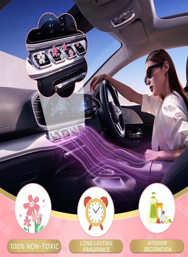 OBTANIM 6 PCS Car Air Vent Clips Colorful Daisy Flower Car Air Freshener Clip Air Conditioning Outlet Clip for Car Interior Decoration Accessories (2 Size, White, Pink, Red) - Image 5