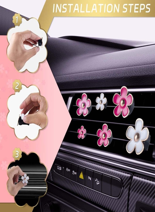 OBTANIM 6 PCS Car Air Vent Clips Colorful Daisy Flower Car Air Freshener Clip Air Conditioning Outlet Clip for Car Interior Decoration Accessories (2 Size, White, Pink, Red) - Image 4