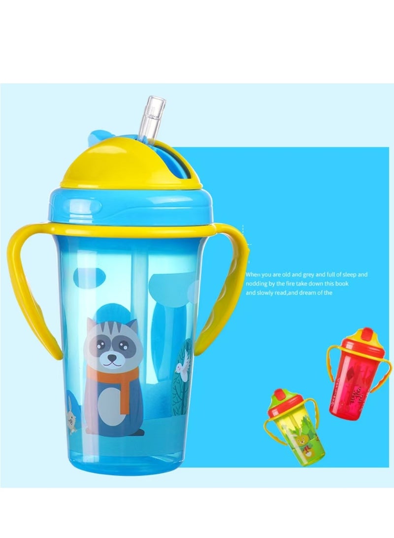 Milestones Sippy Cup with Straw and Handles,Training Cup-300ML-Blue Raccoon - Image 1