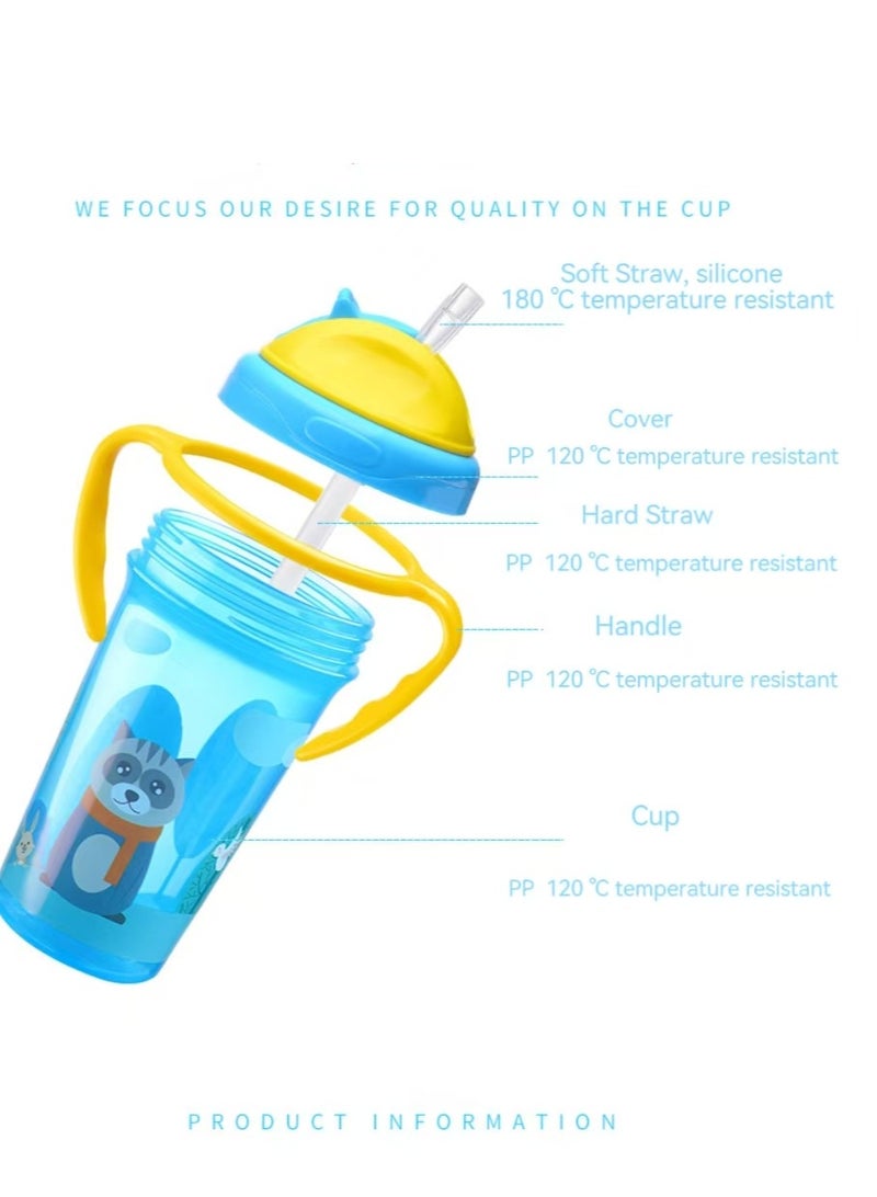 Milestones Sippy Cup with Straw and Handles,Training Cup-300ML-Blue Raccoon - Image 3