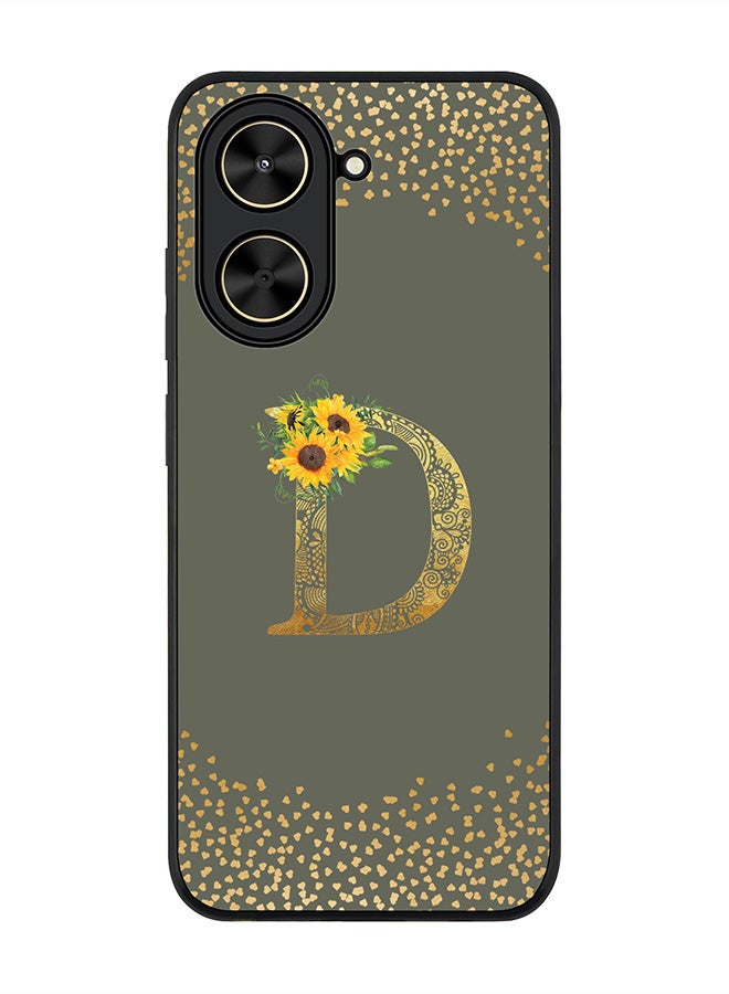Stylizedd For Xiaomi Poco C71 / Redmi A5 4G Case,Slim fit Camera Protection, Shockproof Thin Phone cover  - Custom Floral Monogram - D  (Olive Green )