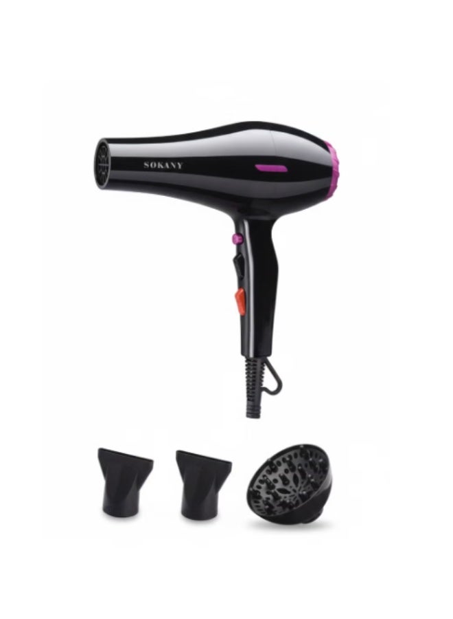 sokany SK-14002 Professional Hair Dryer 2400W with 3 Attachments, 2 Speeds & 2 Heat Settings, Hot & Cold Air, Hanging Loop, Enhances Hair Luster, Ergonomic Design for Salon & Home Use, Suitable for All Hair Types - Image 2