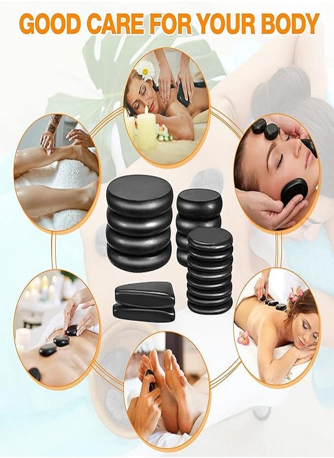 Generic - Hot Stones for Massage, Basalt Massage Stone Warmer,18Pcs Hot Stone Massage Kit Stones for Home Spa Warming Therapy Relaxing Relieve Pain 18pcs - Image 1