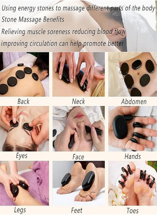 Generic - Hot Stones for Massage, Basalt Massage Stone Warmer,18Pcs Hot Stone Massage Kit Stones for Home Spa Warming Therapy Relaxing Relieve Pain 18pcs - Image 1