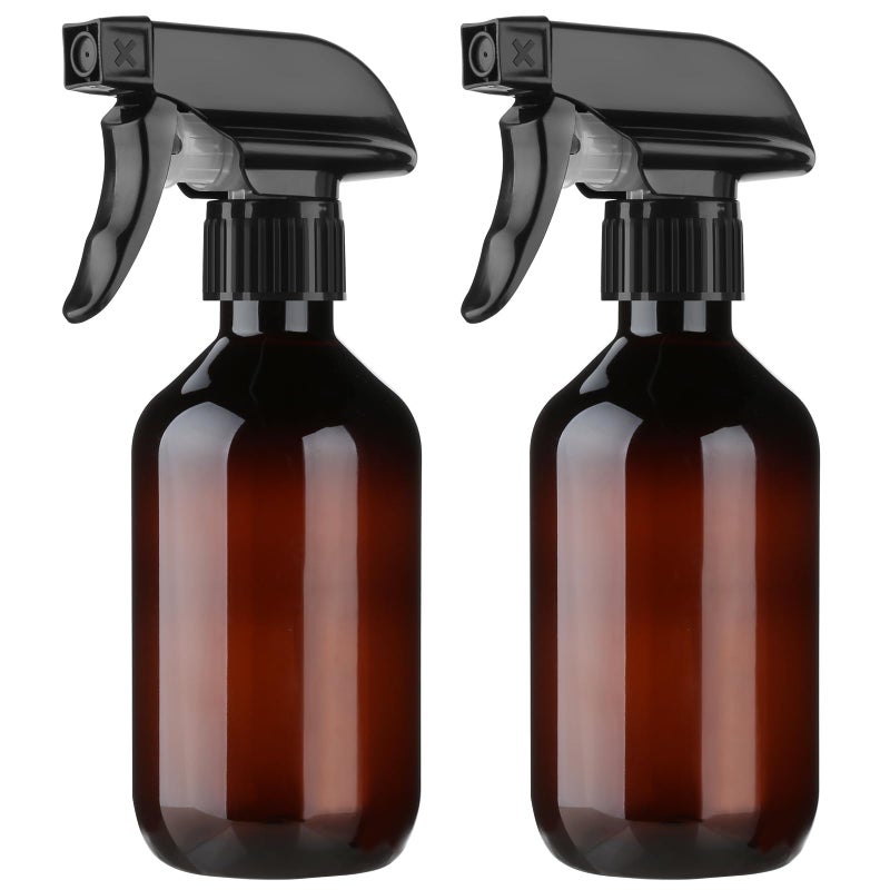 Arkeiliy 2-Pack Leakproof Spray Bottles (300ml/10oz) - Adjustable Nozzle for Fine Mist & Jet Stream | Premium Refillable Plastic Bottles for Hair Styling, Plant Misting, Cleaning Solutions (Brown) - Image 1