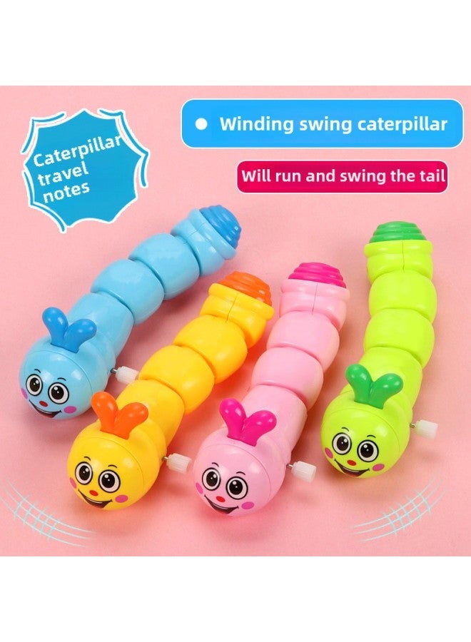 Children's Classic Nostalgic Cartoon Mouse Chick Swinging Fish Tin Frog Chain Caterpillar Winding Small Toy-Color:1 Clockwork Caterpillar (randomly Mixed)  - Image 1