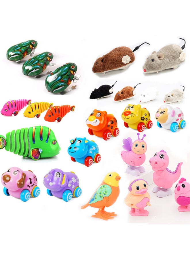 Children's Classic Nostalgic Cartoon Mouse Chick Swinging Fish Tin Frog Chain Caterpillar Winding Small Toy-Color:1 Clockwork Caterpillar (randomly Mixed)  - Image 2